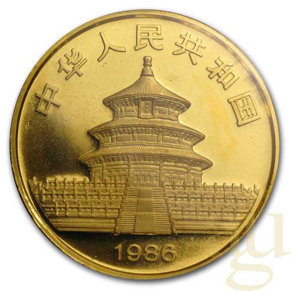 1/2 Unze Goldmünze China Panda 1986