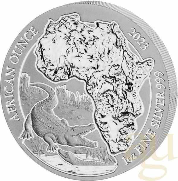 1 Unze Silbermünze Ruanda Nilkrokodil 2023