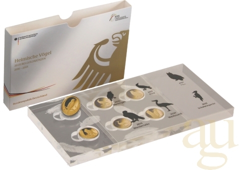 20 Euro Goldmünze Heimische Vögel - Nachtigall 2016 - Set