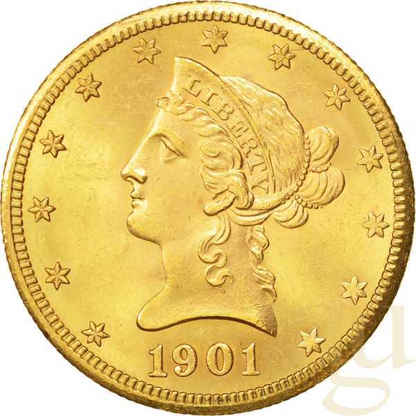 10$ Goldmünze Eagle Liberty Head - Kopf