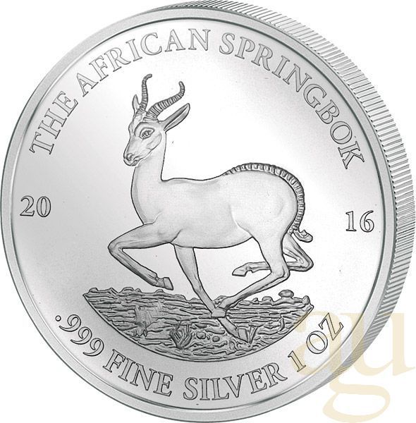 1 Unze Silbermünze Afrika Gabun Springbock 2016
