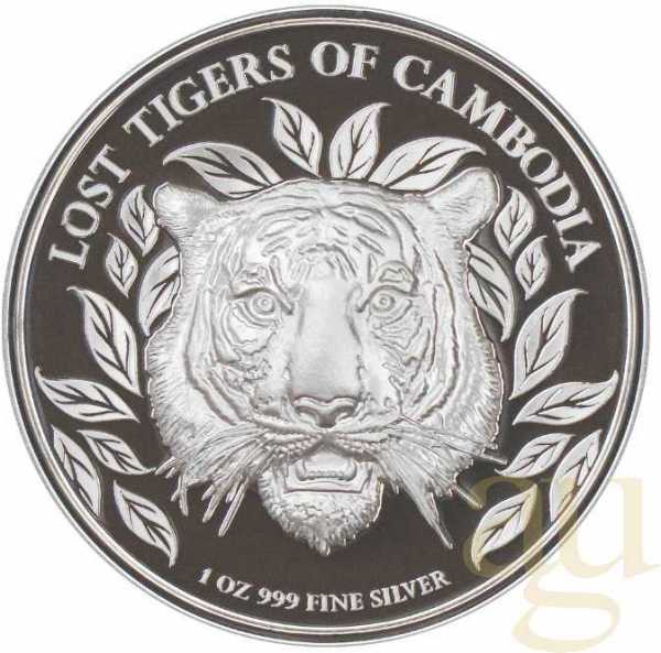 1 Unze Silbermünze Kambodscha Lost Tigers 2022 proof - High Relief