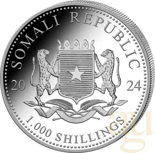 10 Unzen Silbermünze Somalia Elefant 2024