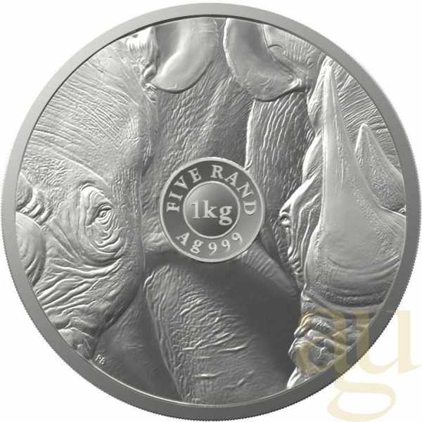1 Kilogramm Silbermünze Südafrika Big Five Nashorn 2022 proof