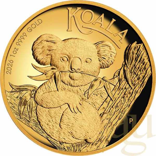 1 Unze Goldmünze Australien Koala 2026 polierte Platte - High Relief