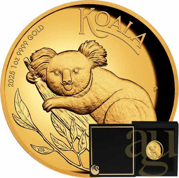 1 Unze Goldmünze Australien Koala 2025 polierte Platte - High Relief