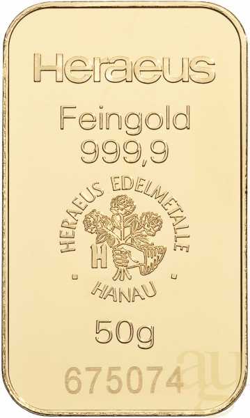 50 Gramm Goldbarren Heraeus