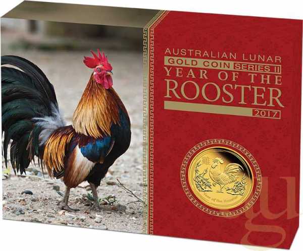 1/4 Unze Goldmünze Australien Lunar II Hahn 2017 - polierte Platte
