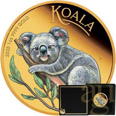 1 Unze Goldmünze Australien Koala 2025 polierte Platte - coloriert