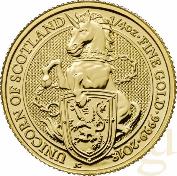 1/4 Unze Goldmünze Queens Beasts Unicorn 2018