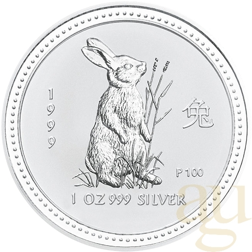 2 Unzen Silbermünze Australien Lunar I Hase 1999