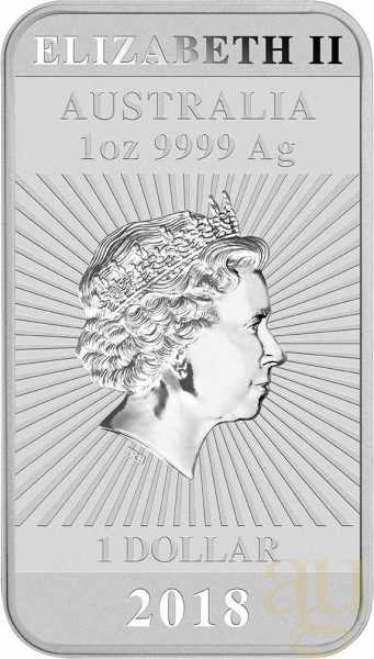 1 Unze Silbermünze Perth Mint Rectangular Dragon 2018
