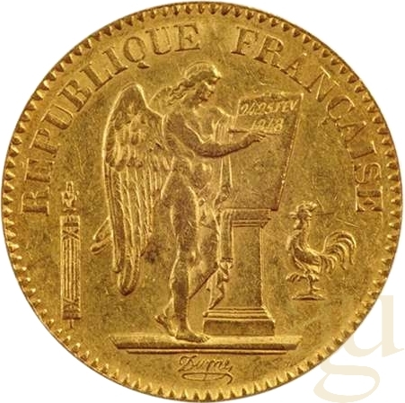 20 Francs Goldmünze Genius - stehender Engel
