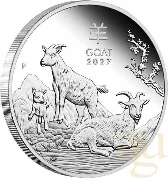Silbermünze Australien Lunar III Ziege 2027 - polierte Platte - Three Coin Set