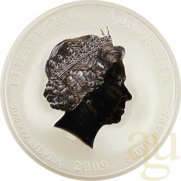 5 Unzen Silbermünze Australien Lunar II Ochse 2009