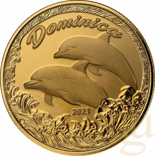 1 Unze Goldmünze EC8 Dominica - Delfin 2023