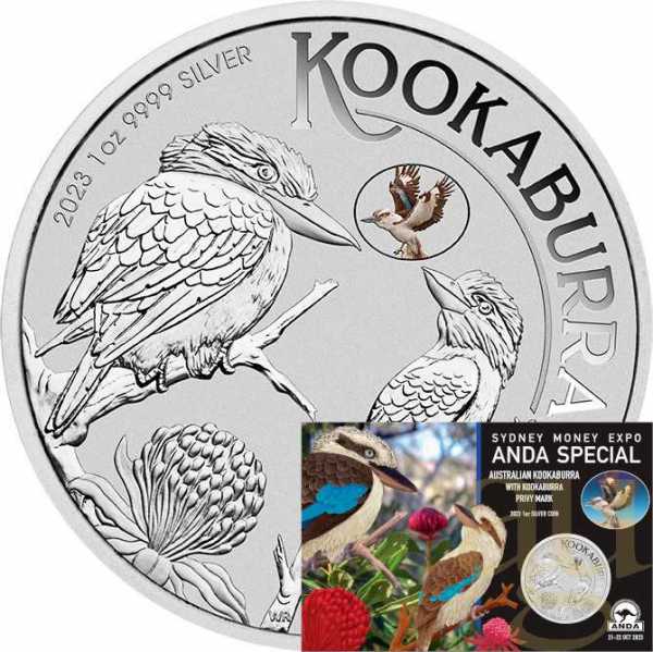 1 Unze Silbermünze Australien Kookaburra 2023 - Kookaburra Privy Mark