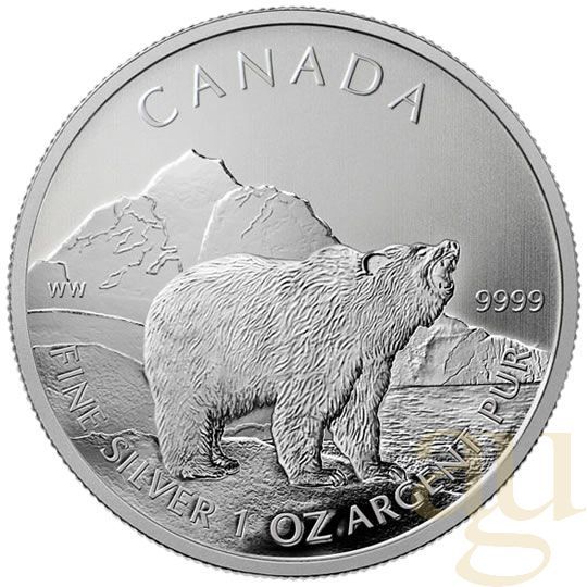 1 Unze Silbermünze Kanada Wildlife Grizzly Bear 2011