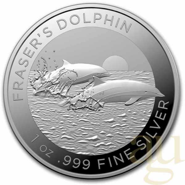 1 Unze Silbermünze Australien Fraser´s Dolphin - Borneo Delfin 2021