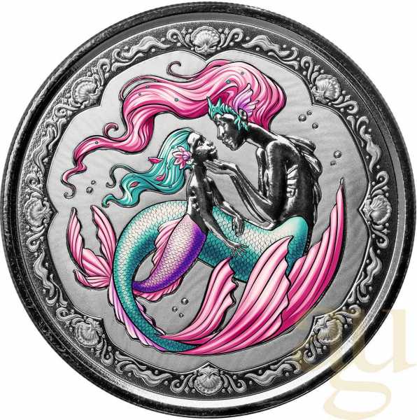 1 Unze Silbermünze Samoa Meerjungfrau 2023 - coloriert