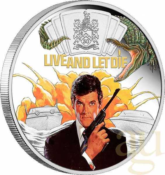 1 Unze Silbermünze Tuvalu James Bond 007 - Live and Let Die - coloriert - proof 2023