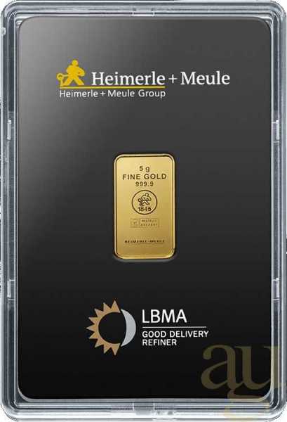 5 Gramm Goldbarren Heimerle + Meule