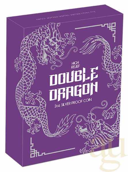 2 Unzen Silbermünze Australien Drache & Drache 2019 - High Relief - polierte Platte