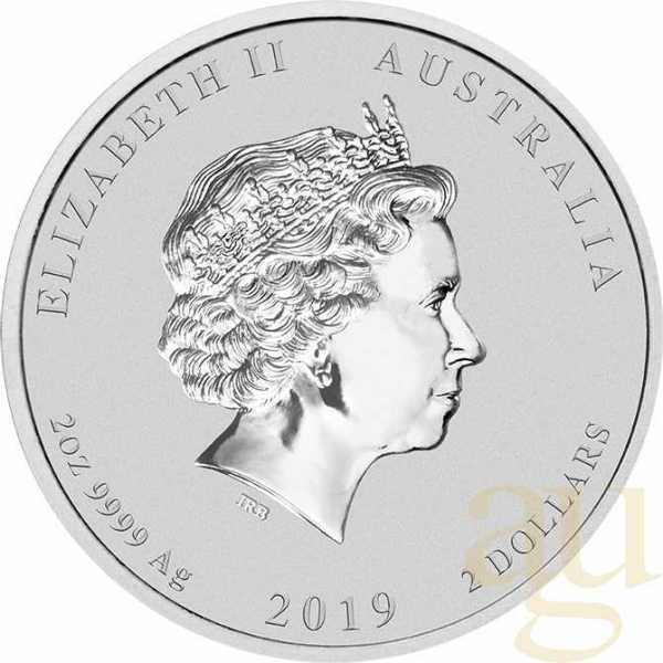2 Unzen Silbermünze Australien Lunar II Schwein 2019