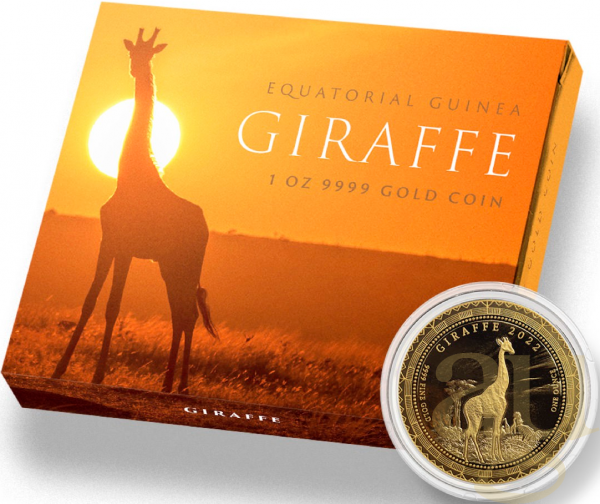 1 Unze Goldmünze Republic of Guinea Ecuatorial Giraffe 2022