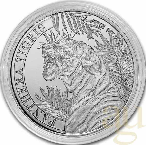 1 Unze Silbermünze Laos Tiger 2022