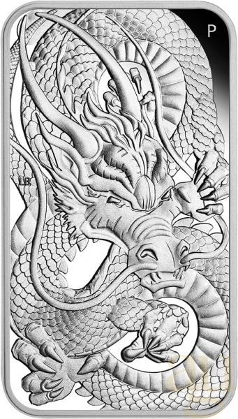 1 Unze Silbermünze Perth Mint Rectangular Dragon 2021 - polierte Platte