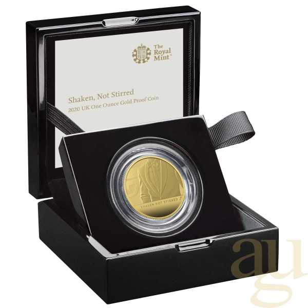 1 Unze Goldmünze Großbritannien James Bond 007 Shaken Not Stirred - 2020 polierte Platte