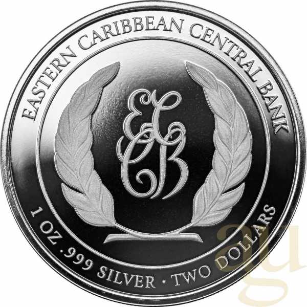 1 Unze Silbermünze EC8 St.Lucia - Coat of Arms 2023 - coloriert