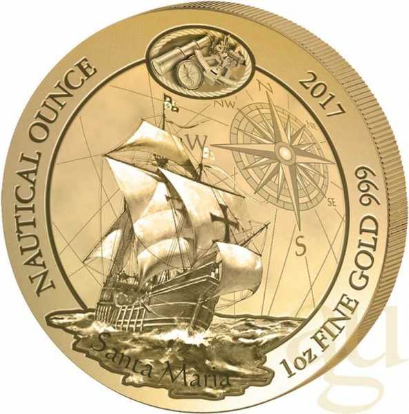 1 Unze Goldmünze Ruanda Nautical Serie - Santa Maria 2017