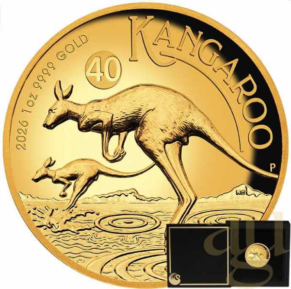 1 Unze Goldmünze Australien Känguru 2026 - High Relief - polierte Platte