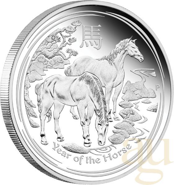 1 Kilogramm Silbermünze Australien Lunar II Pferd 2014 polierte Platte