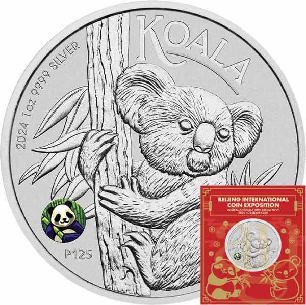 1 Unze Silbermünze Australien Koala 2024 - Panda Privy Mark