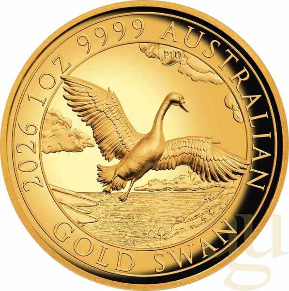 1 Unze Goldmünze Australien Schwan 2026 - High Relief - polierte Platte
