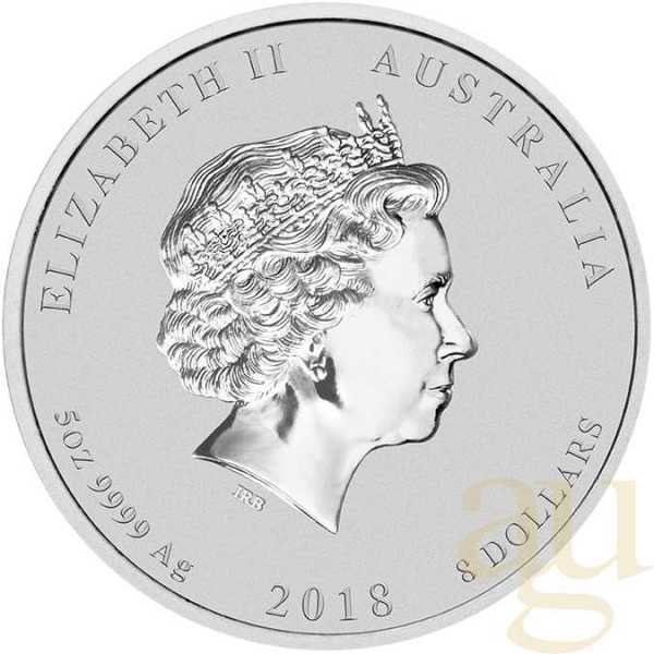 5 Unzen Silbermünze Australien Lunar II Hund 2018