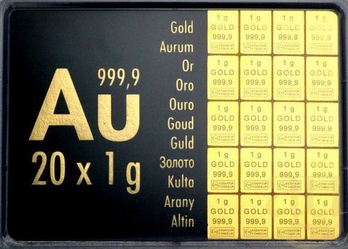 20 x 1g Gold Combibarren / Goldtafel / Tafelbarren