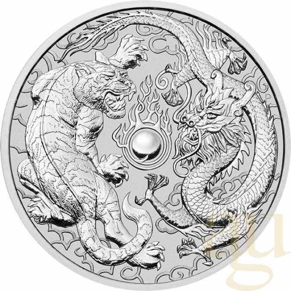1 Unze Silbermünze Australien Drache & Tiger 2018