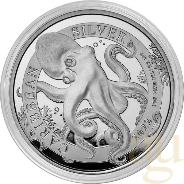 1 Unze Silbermünze Barbados Octopus 2022