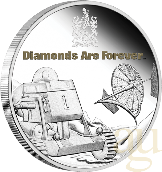 1 Unze Silbermünze Tuvalu - James Bond 007 - Diamonds Are Forever 50th Anniversary 2021 - proof