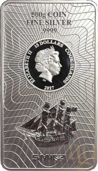 500 Gramm Silber Cook Islands Münzbarren 2017