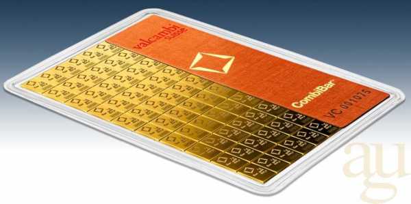 100 x 1g Gold Combibarren / Goldtafel / Tafelbarren