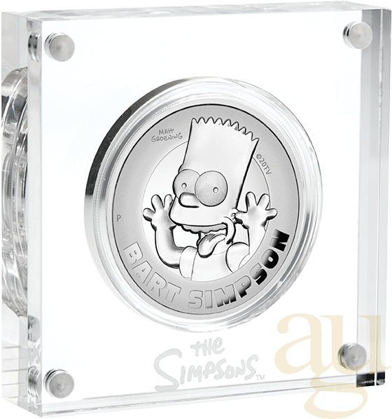 2 Unzen Silbermünze Tuvalu The Simpsons - Bart Simpson 2022 - polierte Platte - High Relief