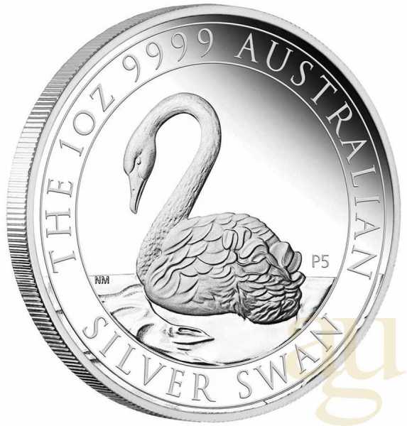 1 Unze Silbermünze Australien Schwan 2021 - polierte Platte
