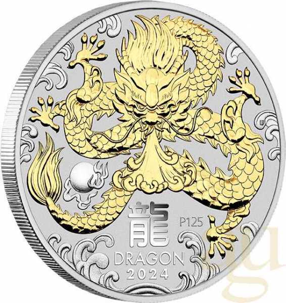 Silbermünze Australien Lunar III Drache 2024 - Trio Set