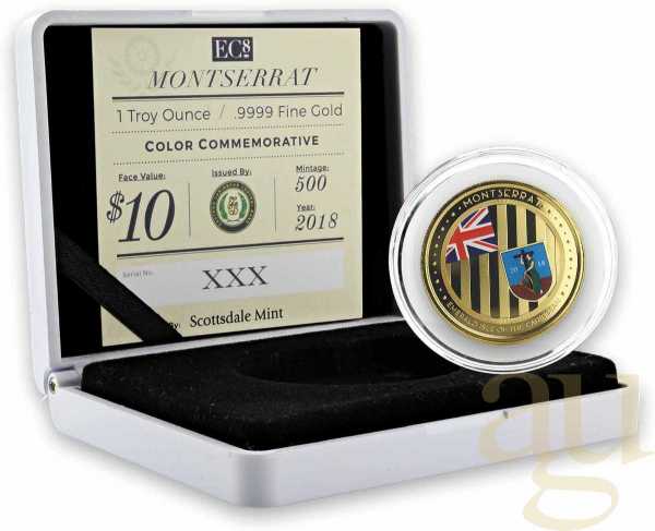 1 Unze Goldmünze EC8 Montserrat - Emerald Isle of the Caribbean - coloriert