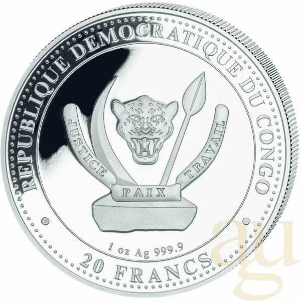 1 Unze Silbermünze Prehistoric Life II - Velociraptor 2025 coloriert